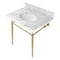 Fauceture KVPB3022M87 30" Console Sink with Brass Legs (8-Inch, 3 Hole), Marble White/Brushed Brass KVPB3022M87 - alternate 1